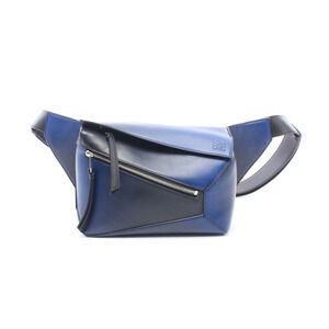 Loewe Puzzle Bum Bag Waist Body Leather Waist Bag Blue Black